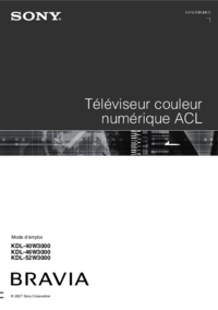 Para ver o documento Sony KDL-52W3000 Manual do Utilizador